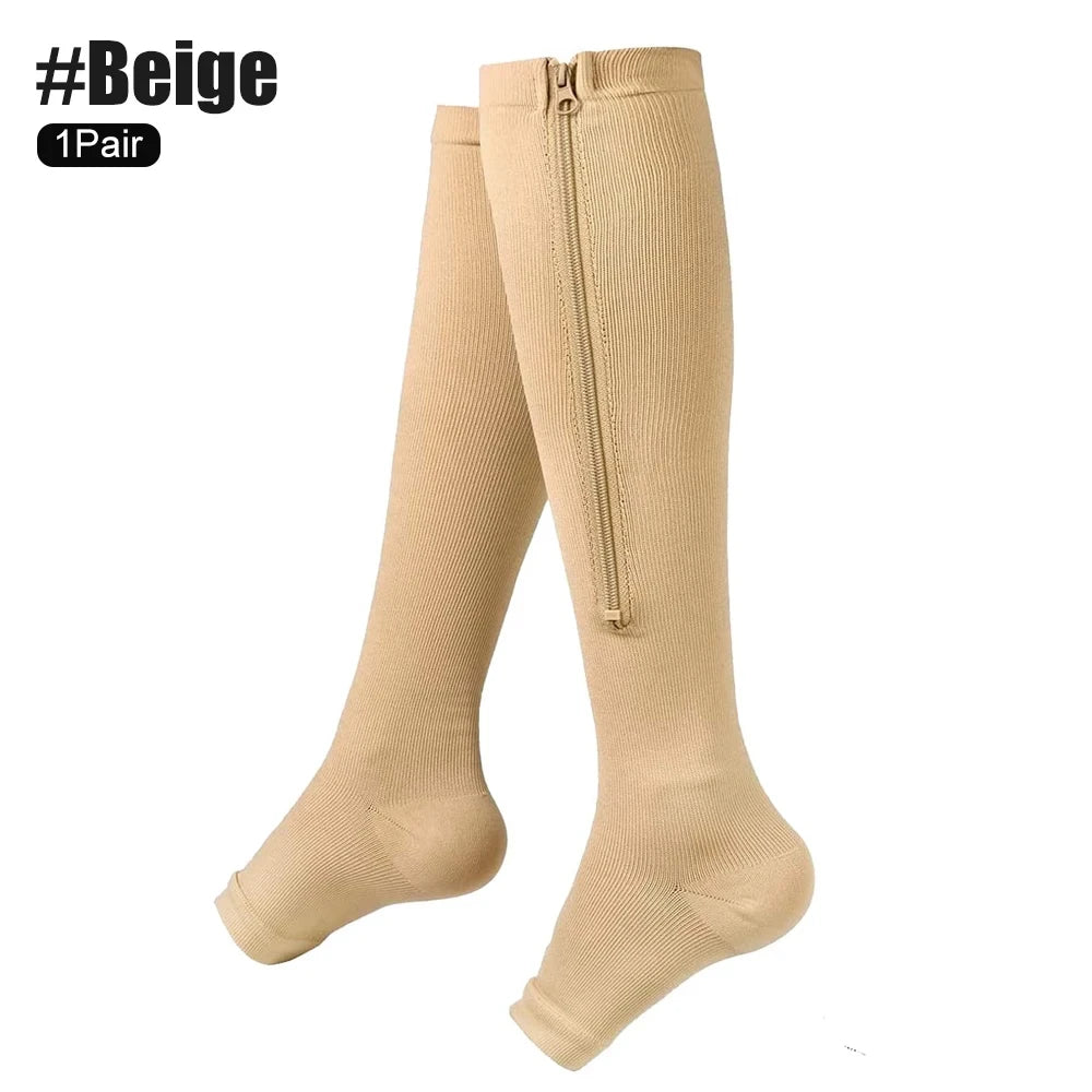 Zipper Compression Knee High Socks