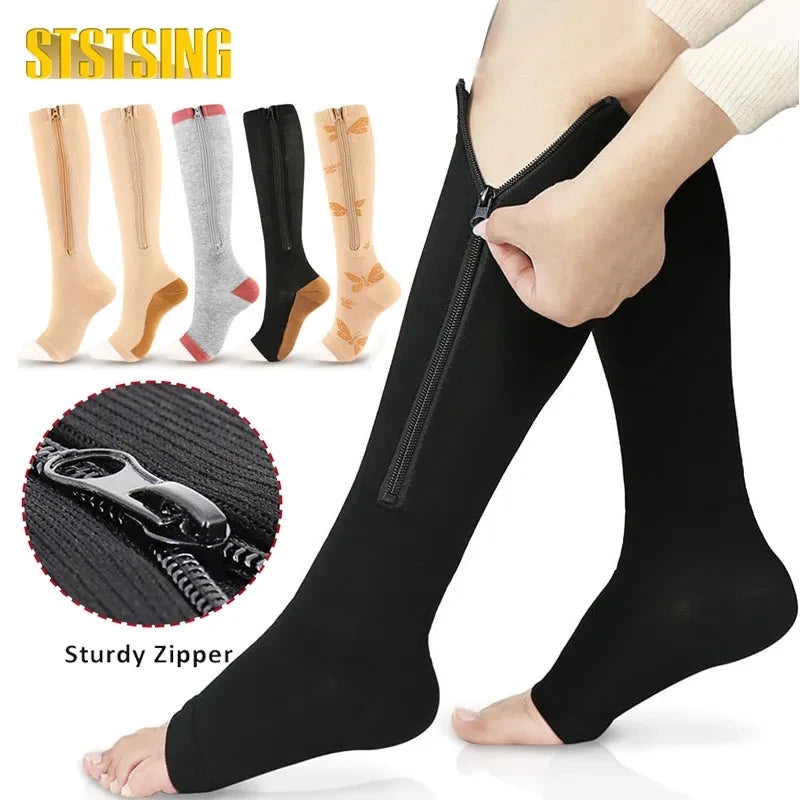 Zipper Compression Knee High Socks