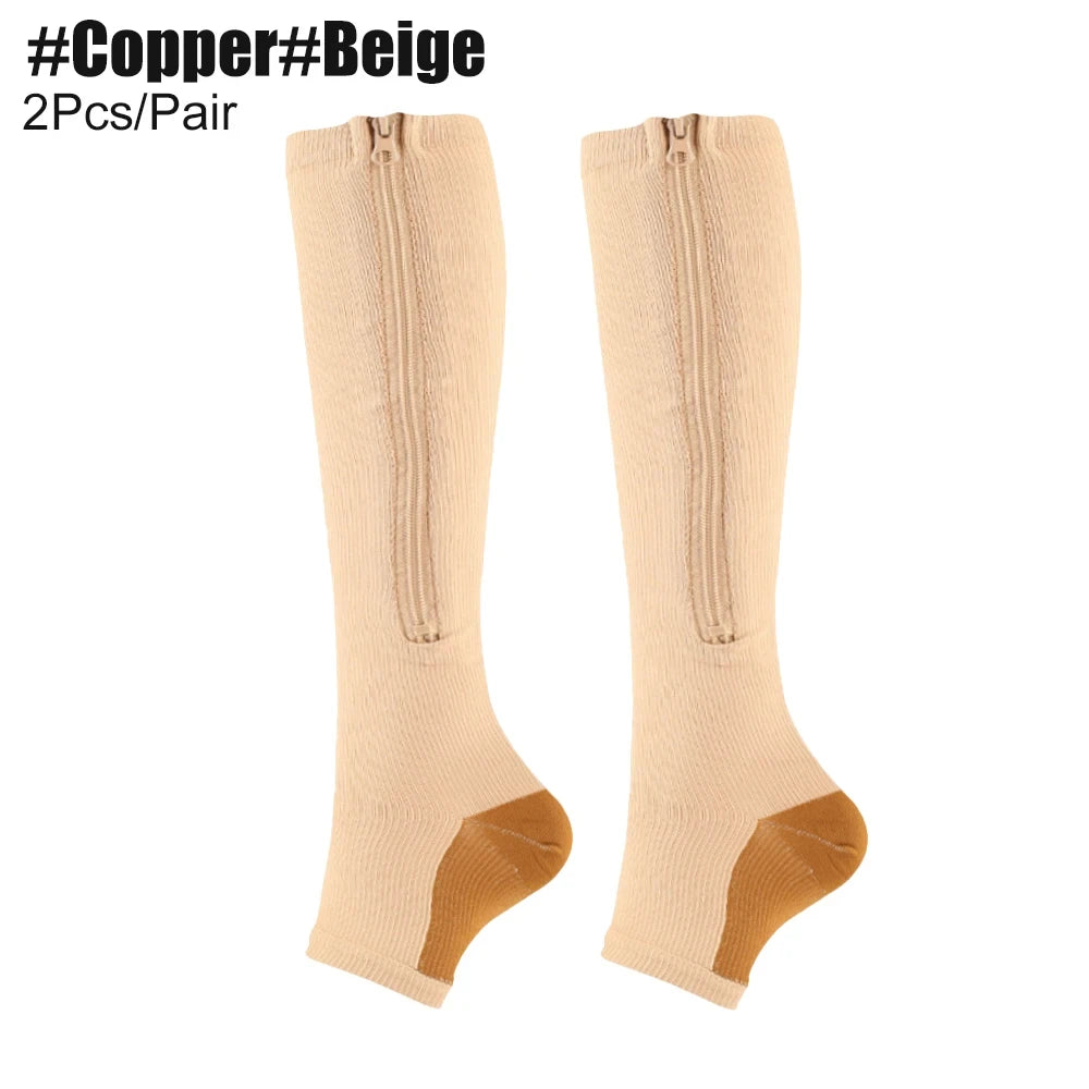 Zipper Compression Knee High Socks
