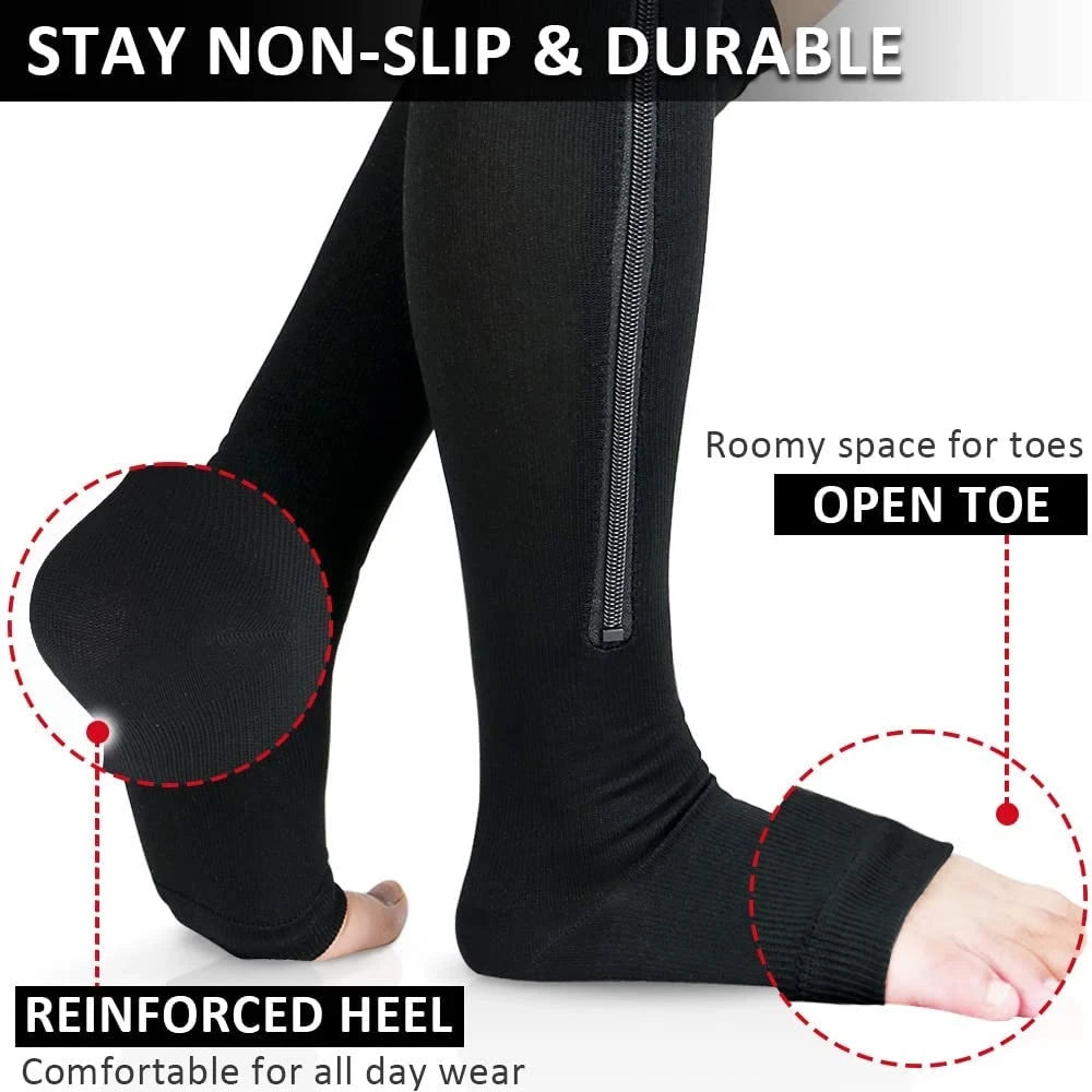 Zipper Compression Knee High Socks