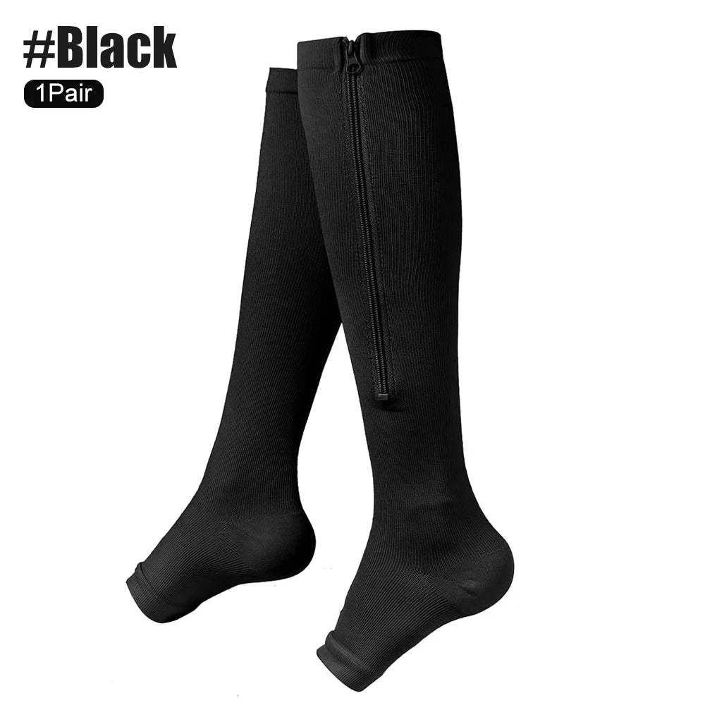 Zipper Compression Knee High Socks
