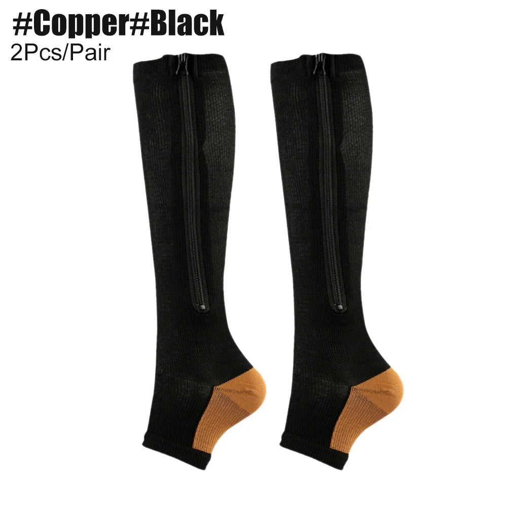 Zipper Compression Knee High Socks