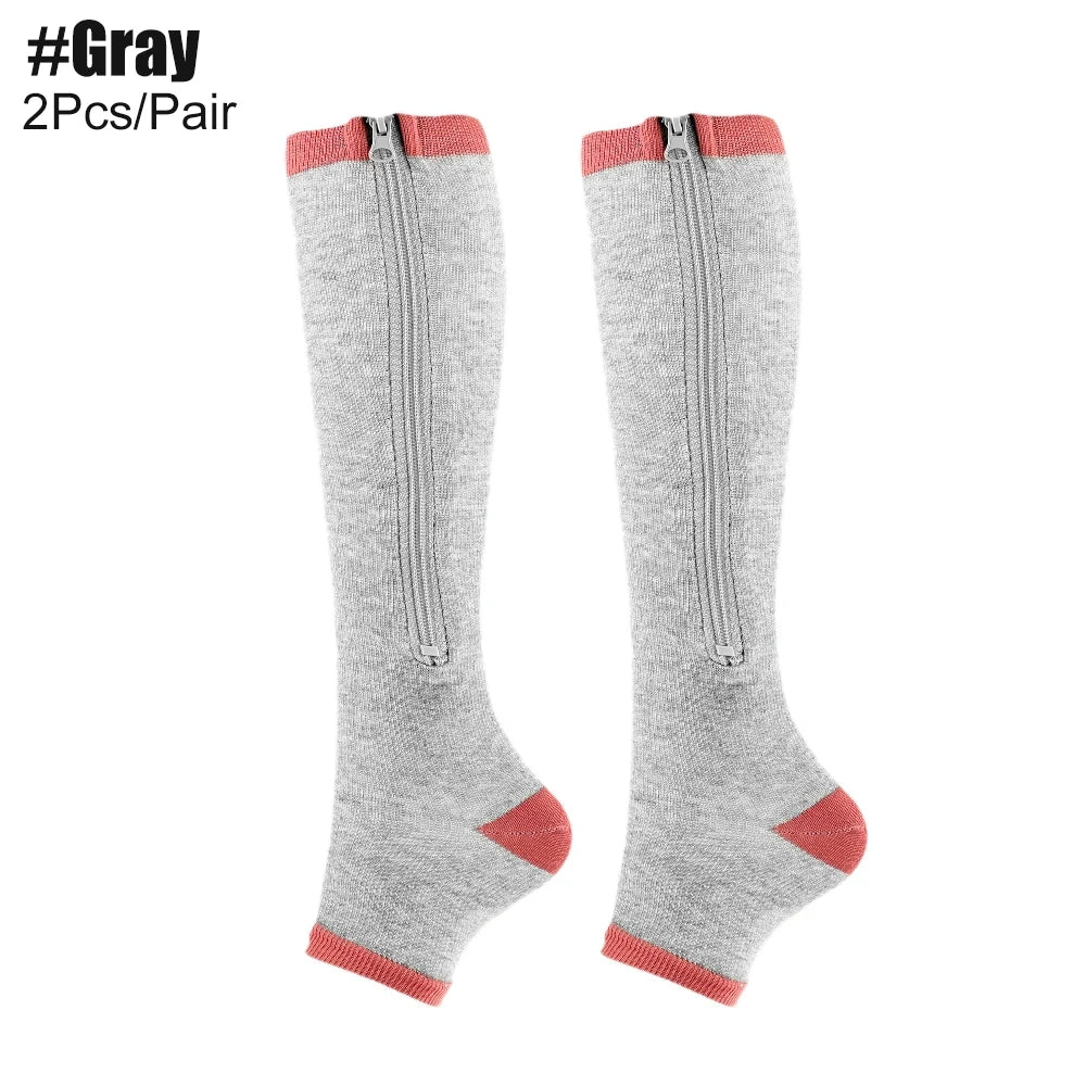 Zipper Compression Knee High Socks